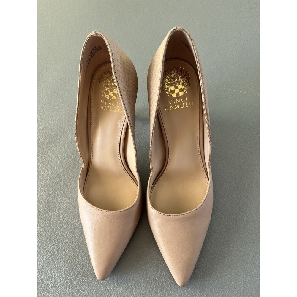 Vince Camuto Airmosah Nude Leather Snake Embossed D’Orsay Pumps Heels 8.5M